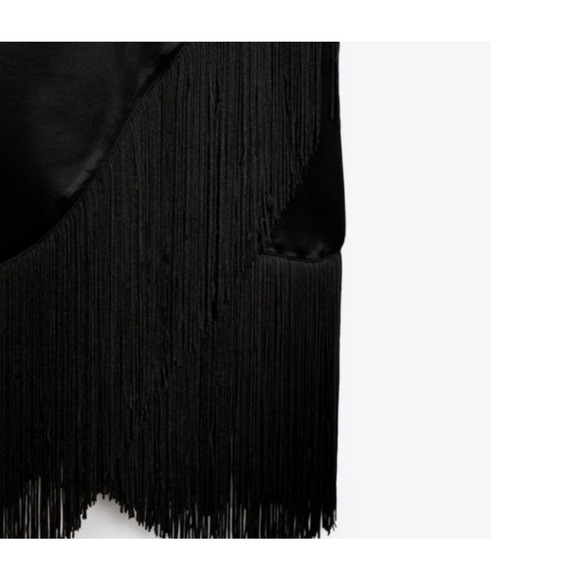 ZARA Spaghetti Strap Satin Fringe Dress Size M Bloggers Fave Holiday New - Picture 5 of 10